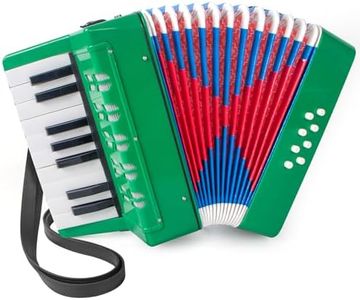 Accordion, 17 Keys Piano Accordion 8 Bass with Straps for Beginners Kids Student Educational Musical Instrument (Green)