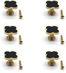 Susenya Knob,6-Pack, Brass Resin Knob Flower Shape Single Hole Cabinet Door Knobs 1.1" Width Starry Black