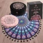 Aila Meditation Cushion with Yoga Mat – Luxurious Meditation Accessories Spiritual Decor Zafu Meditation Cushion – Meditation Floor Pillow for Women Include Extra Cushion Cover – Memory Foam Material