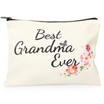 Best Grandma Ever, Makeup Bag Gifts for Grandmother Cosmetic Bag Canvas Travel Toiletry Bag Pouch Birthday Present for Mother's Day Christmas Retirement Holiday Souvenir Anniversary