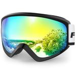 Findway Kids Ski Goggles, Children Junior Boys Girls Skiing Snow Snowboard Goggles for Age 8~14 Years Old - Anti-fog 100% UV Protection, Suitable For Skiing, Snowboarding Winter (Gold (VLT 7.74%))