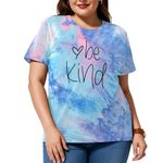 Fawniss Plus Size Tie Dye Shirts Women Oversized Be Kind Graphic Blessed Teacher T Shirt （TD2,4XL