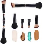 TIESOME 4 in-1 Makeup Brush Set, Foundation Brush Blush Brush Eyeshadow Powder Brush Concealer Brush All-in-One Travel Makeup Brushes Double Ended Makeup Brush for Foundation, Concealer, and Powder