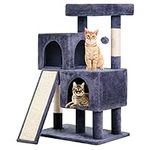 BestPet 36 inches Cat Tree for Indoor Cats Cat Tower with Scratching Posts Multi-Level Cat Furniture Condo with Ramp, Perch Spacious Cat Cave & Funny Toys for Kittens House,Dark Grey