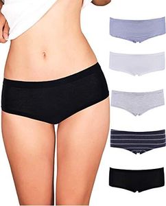 Emprella Womens Underwear Boyshort Panties Cotton/Spandex - 5 Pack Colors and Patterns May Vary (Large, Assorted)