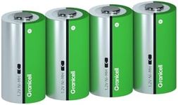 Granicell C Rechargeable Batteries High Energy 5000mAh,NiMH C-Cell Battery 4 Counts