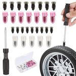 30Pcs Tyre Repair Kit Car, Car Tyre Puncture Repair Kit, Tire Repair Kit Rubber Nails and Screwdriver Self Puncture Repair Kit Motorcycle Puncture Repair Kit, General Tire Repair Quick Repair Tool