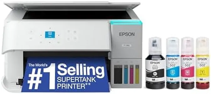 Epson EcoTank ET-2980 Wireless All-in-One Color Supertank Printer with up to 3 Years of Ink, Refillable Tanks, Perfect for Home, 15 PPM, 1.44" Color Screen, Auto 2-Sided Printing - White