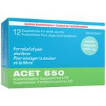 ACET Suppository for Fever & Pain 650mg - Fever Reducer Suppositories for Kids (12 & up) & Adults - Comfortable & Safe Acetaminophen Suppository - For Rectal Use Only