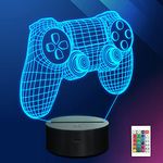 Gamepad Night Light, Ammonite 3D Illusion Game Control lamp 16 Colors Changing with Remote, Game Room Decor as Xmas Holiday Birthday Gifts for Boys Teens Gamer