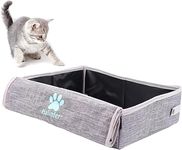 Portable Cat Travel Litter Box with Lid, Collapsible Car Cat Litter Box Waterproof and Easy to Clean