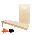 Wicked Wood Games Official Cornhole Set 120x60cm (4’x2’) | Competition Size | Including 2 Boards + 2x4 Bags (Orange & Black) | Wicked Wood Print | Outdoor Use (Blanco)