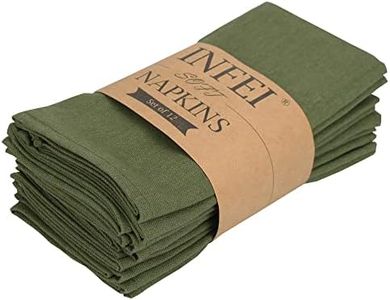 INFEI Solid Color Cotton Linen Blended Thin Dinner Napkins - Pack of 12 (40 x 40 cm) - for Events & Home Use (Army Green)