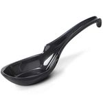 Hiware 12-Piece Asian Soup Spoons, Rice Spoons, Chinese Won Ton Soup Spoon - Notch and Hook Style, Black