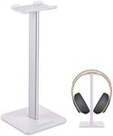 Headphone Stand Headset Holder Gaming Headset Holder with Aluminum Supporting Bar Flexible Headrest Anti-Slip Earphone Stand for All Headphones, White