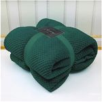 VELVETIO Luxury Waffle Fleece Popcorn Throw, Extra Large Thermal Warm Honeycomb Blanket, Soft & Cosy 100% Polyester Snuggle Sofa Bed Throws, 200 x 240cm, Dark Green