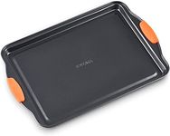 Baking Tray for Oven Non Stick - 39 x 26.5 x 2 cm Oven Tray Non Stick Teflon Coating - Warp Resistant Carbon Steel Baking Sheet with Premium Silicone Handle Grips