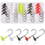 Ned Rig Fishing Jig Heads Baits Kit Crappie Jig Hooks for Soft Lures, 5 Colors 20pcs 1/10oz 1/8oz