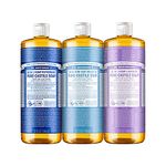 Dr. Bronner's - Pure-Castile Liquid Soap (946 mL Variety 3-Pack) Peppermint, Baby Unscented, Lavender - Made with Organic Oils, 18-in-1 Uses: Face, Body, Hair, Laundry, Concentrated, Vegan