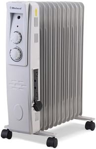 Belaco Oil Filled Radiator 11 Fins, Portable Electric Heater with Adjustable Thermostat, 3 Heat Settings, Overheat Protection, 2500W, Heavy-Duty Castors - Grey