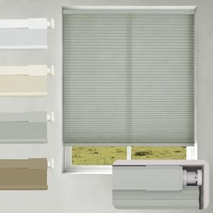 Changshade No Drill No Tools Light Filtering Cellular Shades,Cordless Blinds for Indoor Windows,Window Shades Honeycomb Blinds for Bedroom,Office,Home,48" w x 64" h,Grey