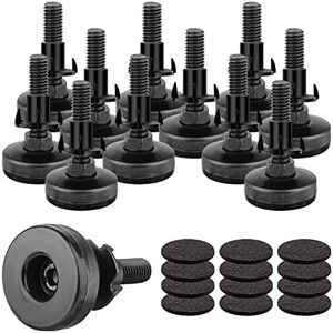 Heavy Duty Leg Levelers 3/8''-16 Thread, 12 Pcs Adjustable Leveling Feet Furniture Levelers Screw on with Threaded Inserts for Tables Chairs Cabinets Sofa, Support 3960LBs- Large Base, Black