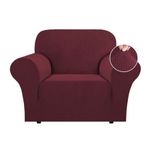 Turquoize Stretch Couch Cover Sofa Cover Chair Covers for Living Room Chair Slipcover with Arms Non Slip Arm Chair Cover Jacquard Pet Friendly Chair Furniture Protector (Armchair, Burgundy)