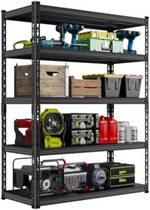 5 Tier Black Storage Shelves Metal Garage Shelving Unit for System Racks Storage Basement Storage Shelf Garage Storage Rack H180cm*W100cm* D40cm (Black)