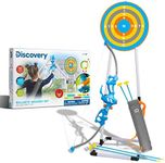 Discovery Kids Bullseye Outdoor Archery Set with LED Target Light-Up Toy Night/Day Activity Includes 4 Arrows, Quiver with Strap, 1 Bow for Ages 6+ and Older