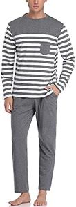 Aseniza Ensemble de Pyjama Homme Pyjama Homme Hiver Contraste a Manches Longues Pyjama Homme Long Coton Doux et Confortable Gris1 L
