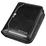 HUANLANG Mens Wallet RFID Blocking Multi Card Holder Wallets for Men Bifold Wallet with Zipper Small Men's Leather Wallet