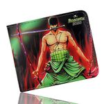 Roffatide Anime One Piece Wallets for Men Roronoa Zoro Bi-Fold Short Wallet Faux Leather Travel Slim Wallet with ID Window