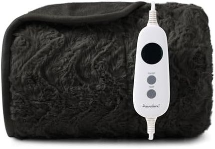 Dreamaker Luxury Faux Fur Electric Heated Throw Blanket 160x120cm Heating Rug Reversible Coral Fleece Plush Snuggle Overheat Protection LED Display 9 Heat Settings Detachable Controller - Charcoal