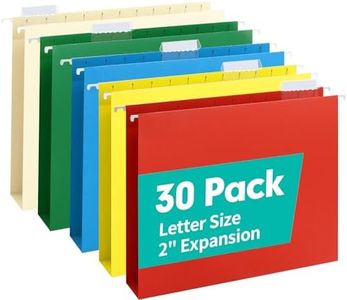 HERKKA Extra Capacity Hanging File Folders, 30 Pack Reinforced Letter Size Hanging Folders with Heavy Duty 2 Inch Expansion, Designed for Bulky Files, Medical Charts, Assorted Colors