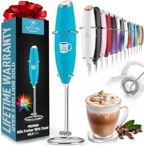Zulay FrothMate Powerful Milk Frother for Coffee - Portable & Compact Handheld Foam Maker for Lattes, Cappuccinos, Matcha, Hot Chocolate - Milk Foamer Frother - No Stand Electric Whisk - Blue