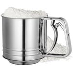 Powder Sugar Sifter for Baking Small - 5 Cup Flour Sifter Stainless Steel Sifter Fine Mesh Flour Sifter Sieve - Powdered Sugar Sifter for Baking Sifter Strainer Large Flour Sifter for Baking Fine Mesh