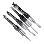 SaferCCTV Square Hole Drill Bits, 4Pcs Woodworking Mortising Chisel Set Bit 1/4-Inch, 5/16-Inch, 3/8-Inch, 1/2-Inch