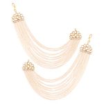 I Jewels 18K Gold Plated Multi Strand Earring with Ear Chain Embellished With Pearl For Women/Girls (E2882W)