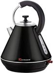 SQ Professional Gems Range Legacy Stainless Steel Cordless Electric Kettle -Portable kettle with Heat Resistant Handle - Fast Boil - LED Light Indicator -2200w 1.8Litre (Onyx)