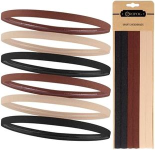 PROPOG 6 Pcs Thin Elastic Headbands for Men & Women - Sports Headband - Hair Bands for Boys - Silicone Grip Non-Slip Sweat Bands Head for Yoga, Soccer, Football, Running, Tennis, Gym, Workout