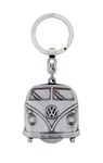 BRISA VW Collection - Volkswagen Metal Keyring with Shopping Cart Chip Keychain Accessory Keyholder in T1 Bus Design (Silver)