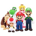 Isaneihas 6 pcs/Set Mario Figures Toy - Mario & Luigi Figurines – Yoshi & Mario Bros Action Figures （5 inch）