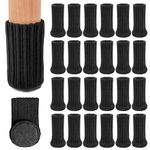 24 Pcs Chair Socks Thickening Knitted, Non Slip Chair Leg Socks, Noise Reduction Chair Socks Floor Protectors, Wear Resistant Chair Leg Floor Protectors (Black)