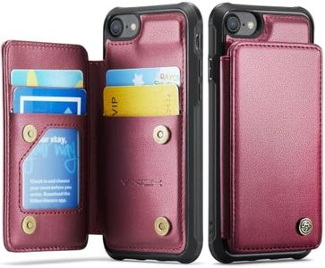 Vinich for iPhone 7/8/SE Wallet Case with Card Holder, Wine Red
