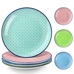 vancasso Macaron Porcelain Dinner Plate - Multicolour Patterned Japanese Style Crockery Dinner Plate Set of 4, 10.5 inch Dinner/Salad/Fruit/Snack Plate. (26.5 * 26.5 * 2.8cm)