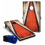 Classic Cornhole Board Game Set – 4x2 ft Wooden Board with 8 Bean Bags – Outdoor Lawn Game, Backyard & Party Game Kit (Red Arrow)