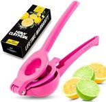 Zulay Kitchen Metal 2-in-1 Lemon Squeezer - Sturdy Max Extraction Hand Juicer Lemon Squeezer Gets Every Last Drop - Easy to Clean Manual Citrus Juicer - Easy-Use Lemon Juicer Squeezer - Dragonfruit