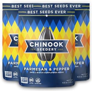 Chinook Seedery Roasted Sunflower Seeds - Jumbo Seeds Keto Snacks - Best For Snack Packs - Gluten Free, Non GMO Snack Food Gifts - 4 Ounce (Pack of 3) - Parmesan & Pepper Flavor Pack