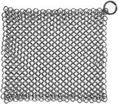 Cast Iron Cleaner, Stainless Steel Chainmail Scrubber, 7X7 Inch Skillet Cleaner with Hanging Ring, Anti-Rust Scraper for All Types of Griddles, Pots, Grills & Ovens (7x7inch)