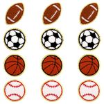 12pcs Ball Sports Iron On Patches, Baseball Basketball Football Rugby Chenille Patches Soccer Sew On Embroidered Applique Sports Patches for Clothes Jeans Hats Backpack DIY Craft